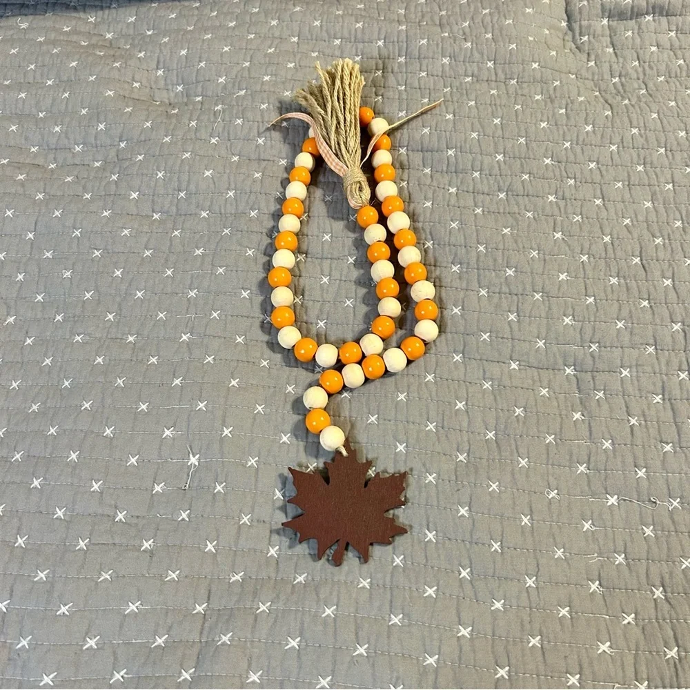 (Bundle 3 for $15) Autumn Wooden Beaded Table Decor with Tassel